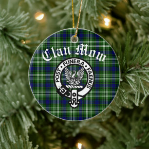 Scottish Clan Mow Crest & Tartan Ceramic Tree Decoration