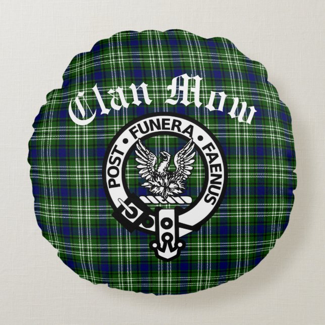 Scottish Clan Mow Crest & Tartan  Round Cushion (Front)