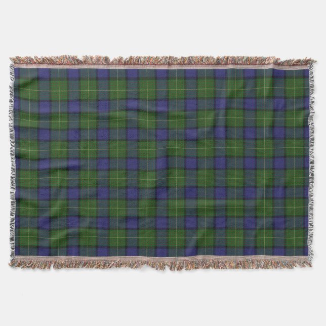 Scottish Clan Muir Tartan Throw Blanket (Front)