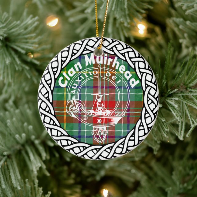 Scottish Clan Muirhead Tartan and Crest Ceramic Tree Decoration (Tree)