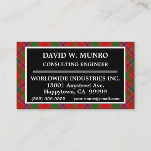 Scottish Clan Munro Tartan Plaid Business Card