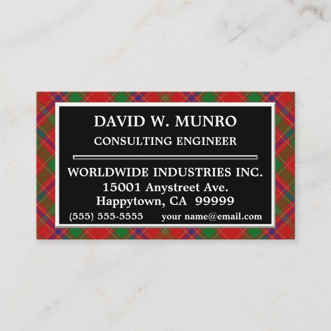 Scottish Clan Munro Tartan Plaid Business Card (Front)