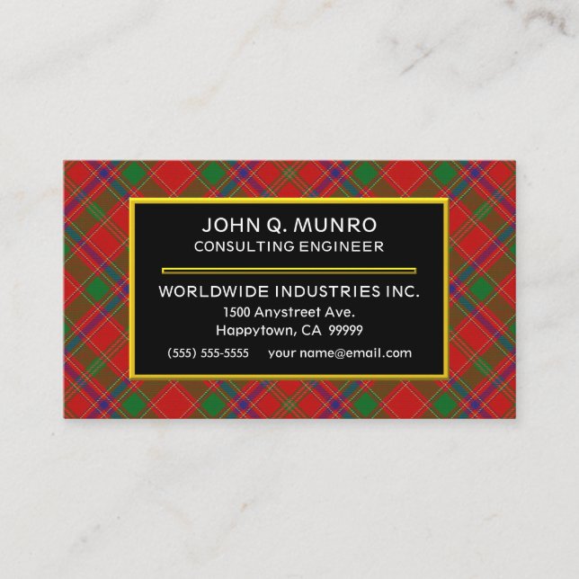 Scottish Clan Munro Tartan Plaid Business Card (Front)