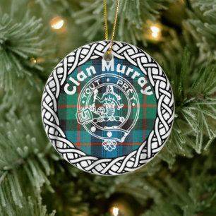 Scottish Clan Murray Tartan and Crest Ceramic Tree Decoration