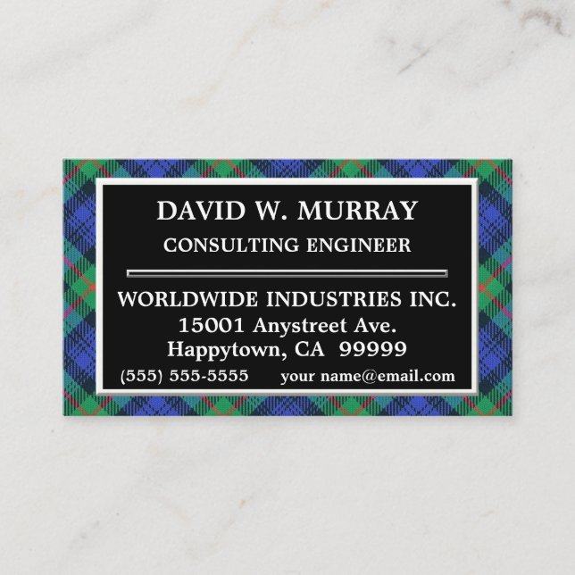 Scottish Clan Murray Tartan Plaid Business Card (Front)