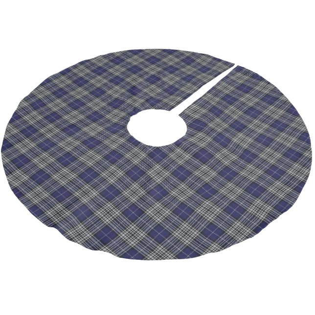 Scottish Clan Napier Blue White Tartan Brushed Polyester Tree Skirt (Angled)
