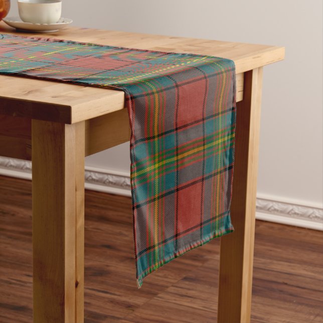 Scottish Clan Oliver Red Tartan Plaid Long Table Runner (In Situ)