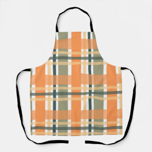 Scottish clan plaid orange green tartan chequered apron