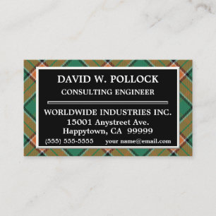 Scottish Clan Pollock Tartan Plaid Business Card