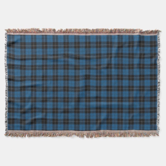 Scottish Clan Ramsay Blue Hunting Tartan Throw Blanket (Front)