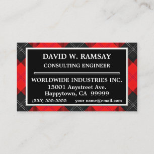 Scottish Clan Ramsay Red and Black Tartan Plaid Business Card