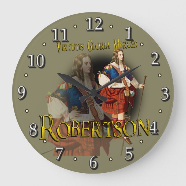 Scottish Clan Robertson Tartan Large Clock (Front)