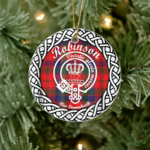 Scottish Clan Robinson Tartan and Crest Ceramic Tree Decoration
