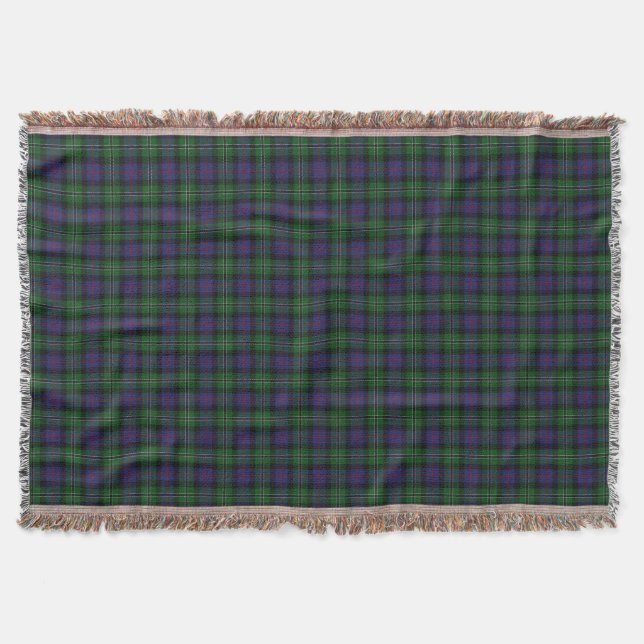 Scottish Clan Rose Hunting Tartan Throw Blanket (Front)