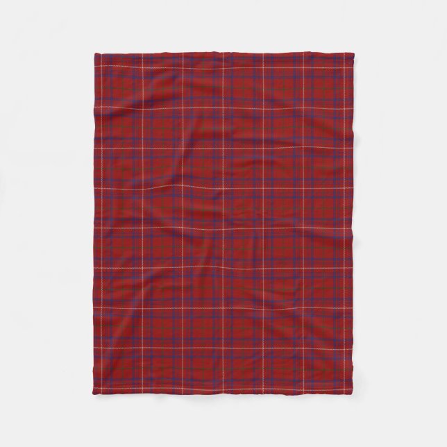 Scottish Clan Rose Modern Red Classic Tartan Fleece Blanket (Front)
