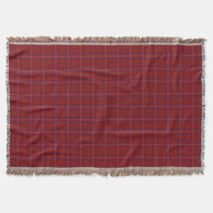 Scottish Clan Rose Modern Red Tartan Throw Blanket