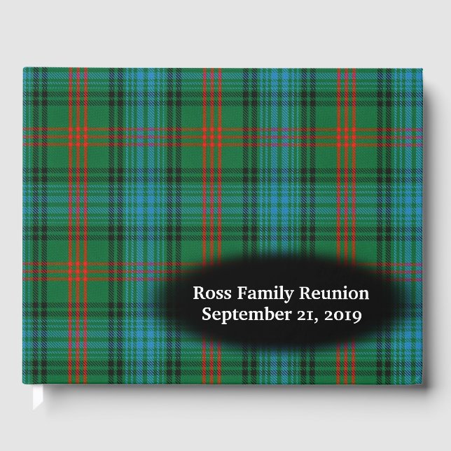 Scottish Clan Ross Tartan Plaid Family Reunion Guest Book (Front)