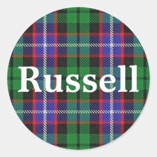 Scottish Clan Russell Tartan Plaid Classic Round Sticker