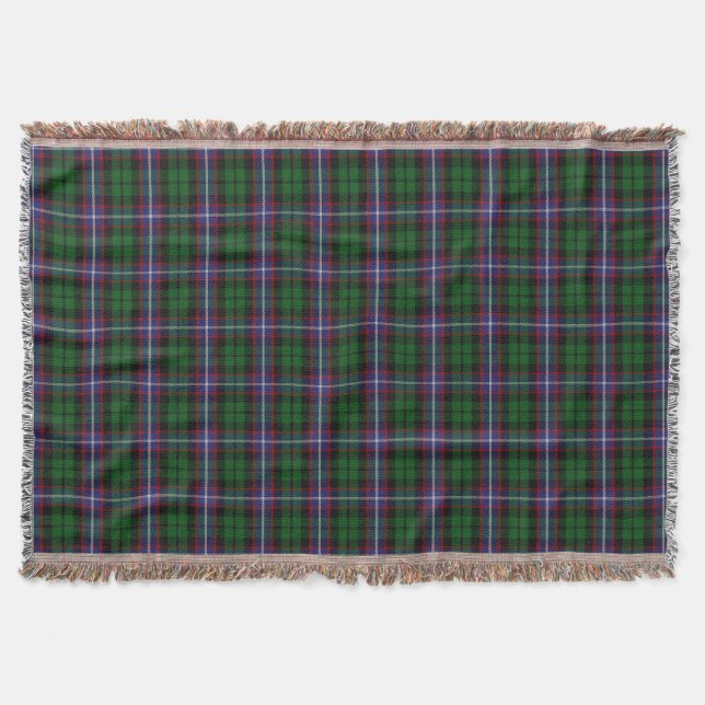 Scottish Clan Russell Tartan Throw Blanket (Front)