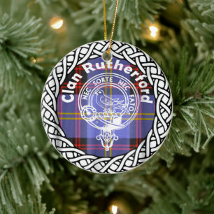 Scottish Clan Rutherford Tartan and Crest Ceramic Tree Decoration