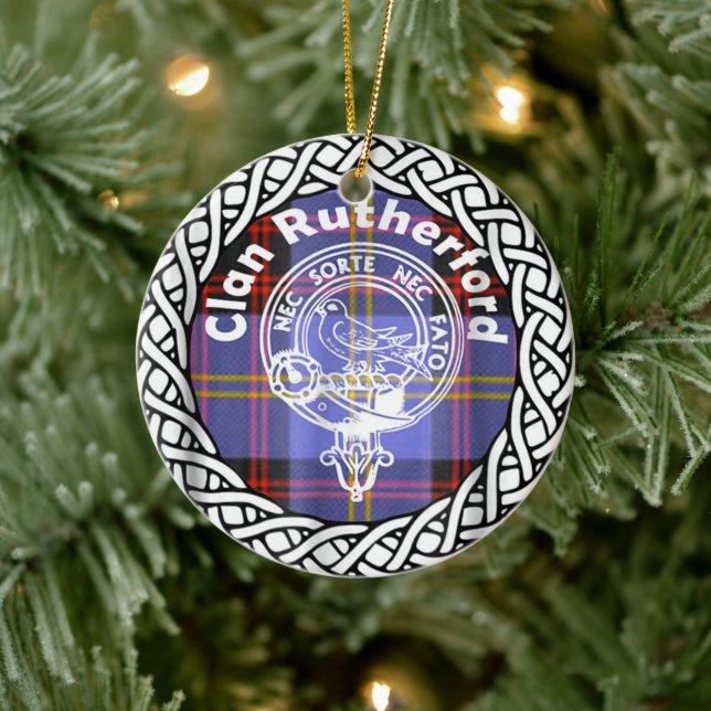 Scottish Clan Rutherford Tartan and Crest Ceramic Tree Decoration (Tree)