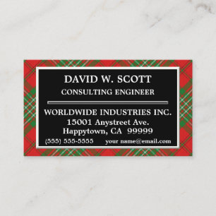 Scottish Clan Scott Tartan Plaid Business Card