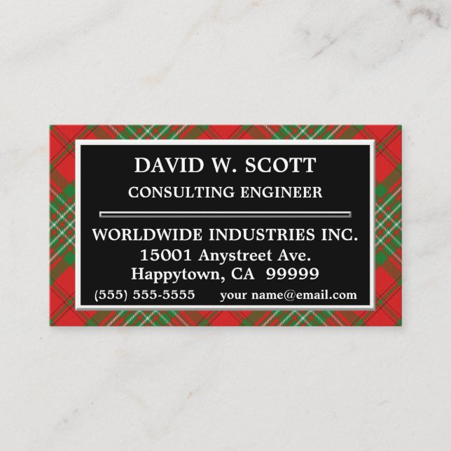 Scottish Clan Scott Tartan Plaid Business Card (Front)