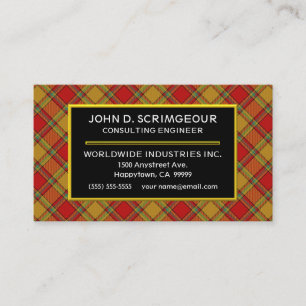 Scottish Clan Scrymgeour Scrimgeour Tartan Plaid Business Card