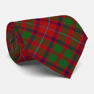 Scottish Clan Shaw Letter S Monogram Red Tartan Tie