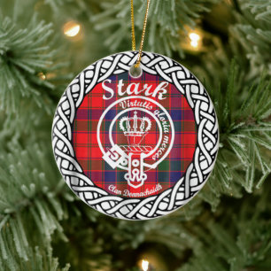 Scottish Clan Stark Tartan and Crest Ceramic Tree Decoration
