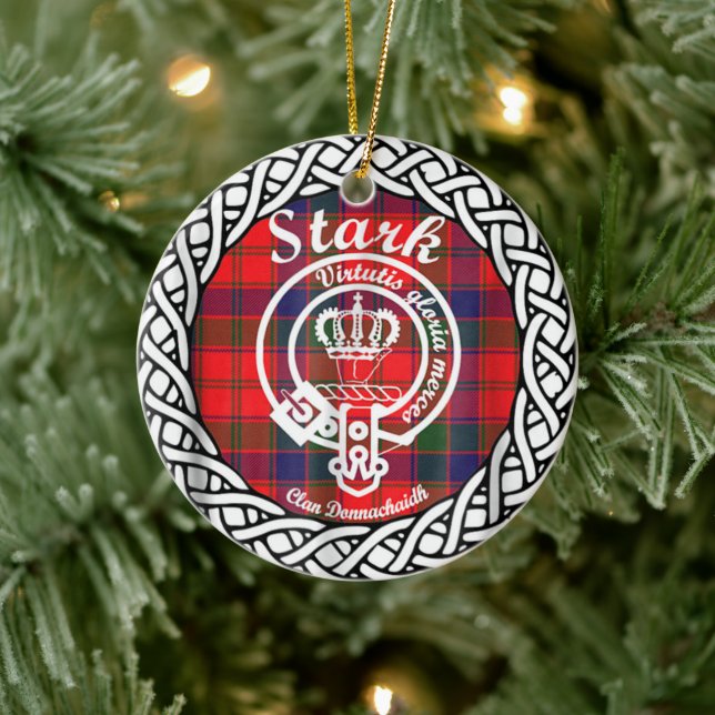 Scottish Clan Stark Tartan and Crest Ceramic Tree Decoration (Tree)