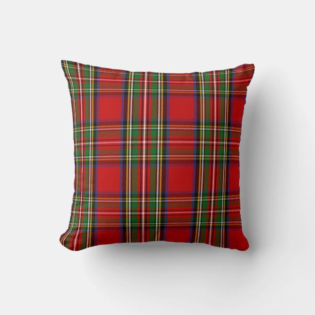 Scottish Clan Stewart Tartan Plaid Cushion (Front)