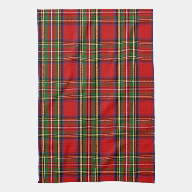 Scottish Clan Stewart Tartan Plaid Tea Towel (Vertical)