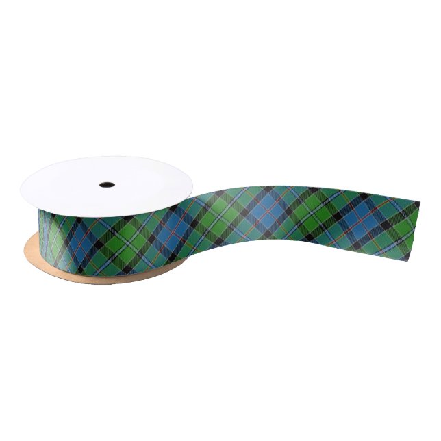 Scottish Clan Stirling Green and Blue Tartan Satin Ribbon (Spool)