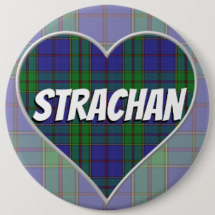 Scottish Clan Strachan Love Tartan Heart 6 Cm Round Badge