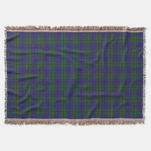 Scottish Clan Strachan Tartan Throw Blanket (Front)