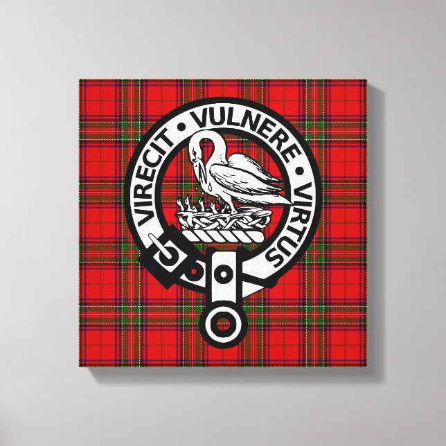 Scottish Clan Stuart Tartan and Crest Canvas Print (Front)
