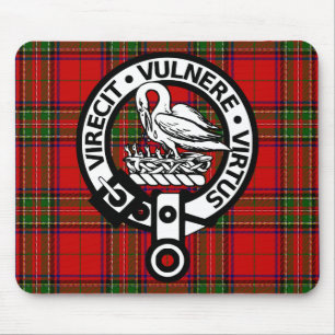 Scottish Clan Stuart Tartan and Crest Mouse Mat