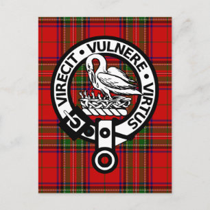 Scottish Clan Stuart Tartan and Crest Postcard