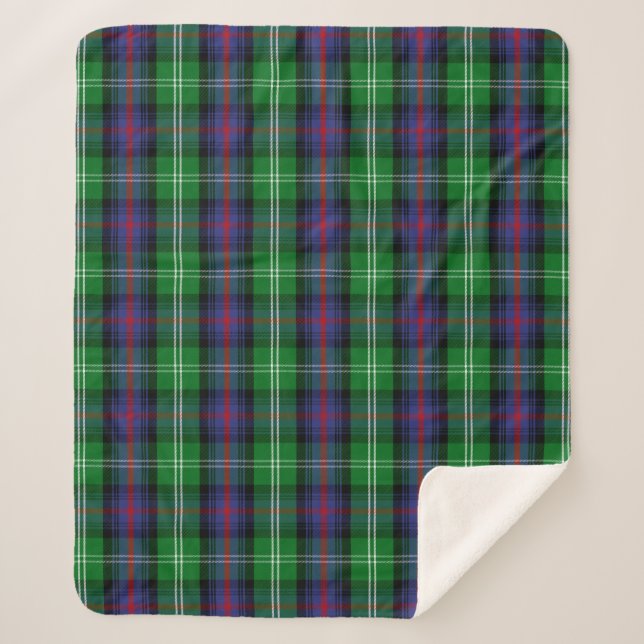 Scottish Clan Sutherland Tartan Plaid Sherpa Blanket (Front)