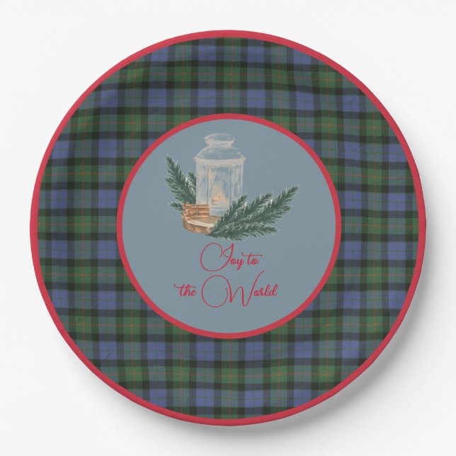 Scottish Clan Tartan Gunn A Christmas Candle Paper Plate (Front)