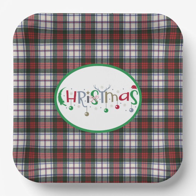 Scottish Clan Tartan McDuff Dress Modern Christmas Paper Plate (Front)