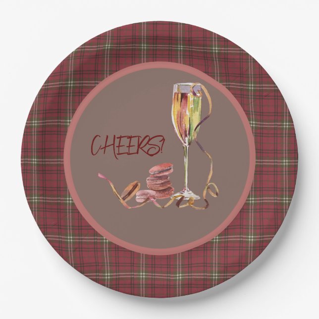 Scottish Clan Tartan Morrison Red Christmas Cheers Paper Plate (Front)