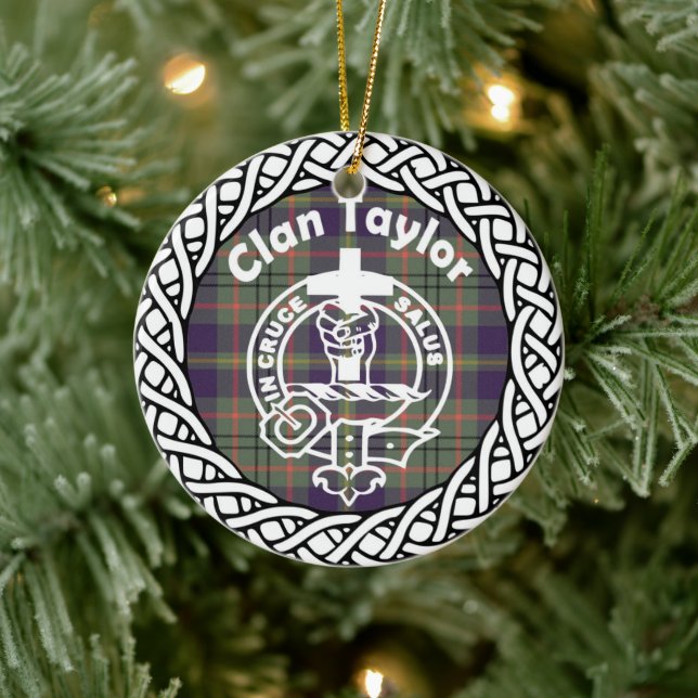 Scottish Clan Taylor Tartan and Crest Ceramic Tree Decoration (Tree)