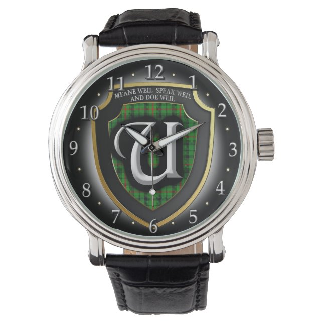 Scottish Clan Urquhart Tartan Shield Watch (Front)