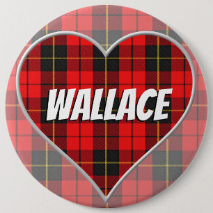 Scottish Clan Wallace Love Tartan Heart 6 Cm Round Badge