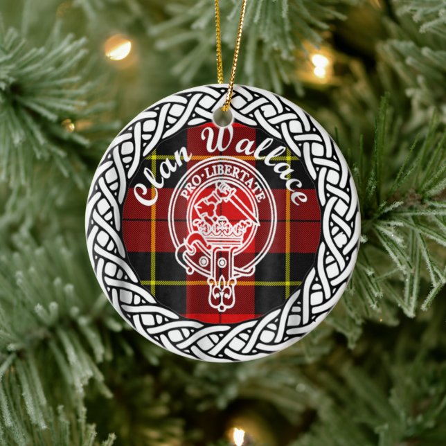 Scottish Clan Wallace Tartan and Crest Ceramic Tree Decoration (Tree)