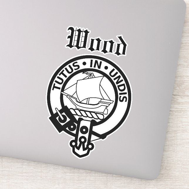 Scottish Clan Wood Crest Badge Large Sticker (Detail)