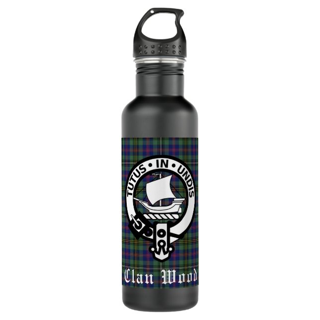 Scottish Clan Wood Crest & Tartan   710 Ml Water Bottle (Front)