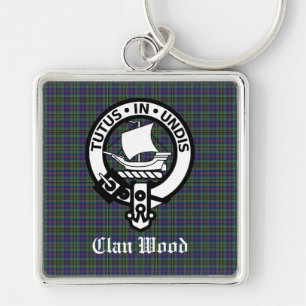 Scottish Clan Wood Crest & Tartan  Key Ring